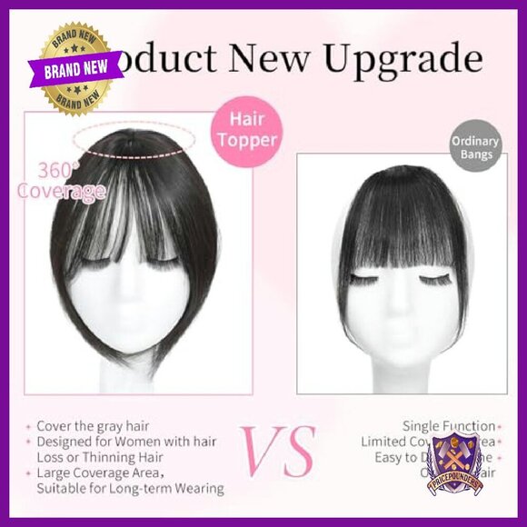 10 Inch Straight Hair Topper Clip with Bangs for Thinning Hair main image 7